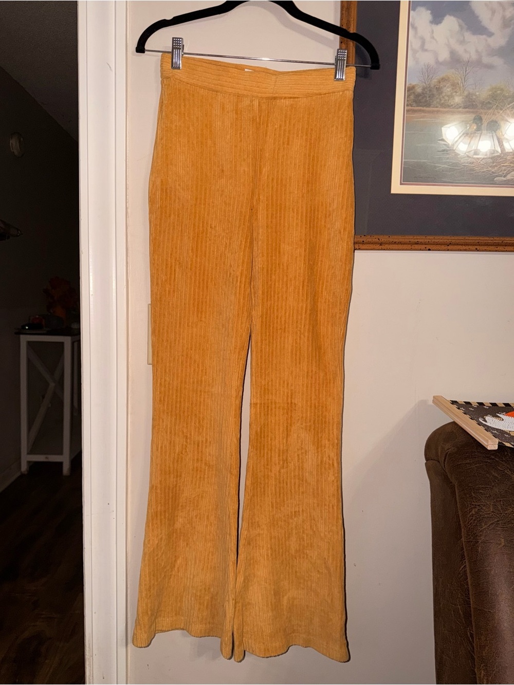 Scrap Work Boutique Corduroy Flared Pants in Mustard Yellow